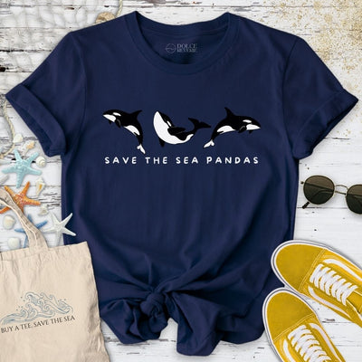 Save The Sea Pandas - Orca T-Shirt - Ocean Graphic Tee - Gift for Ocean Lovers - Unisex