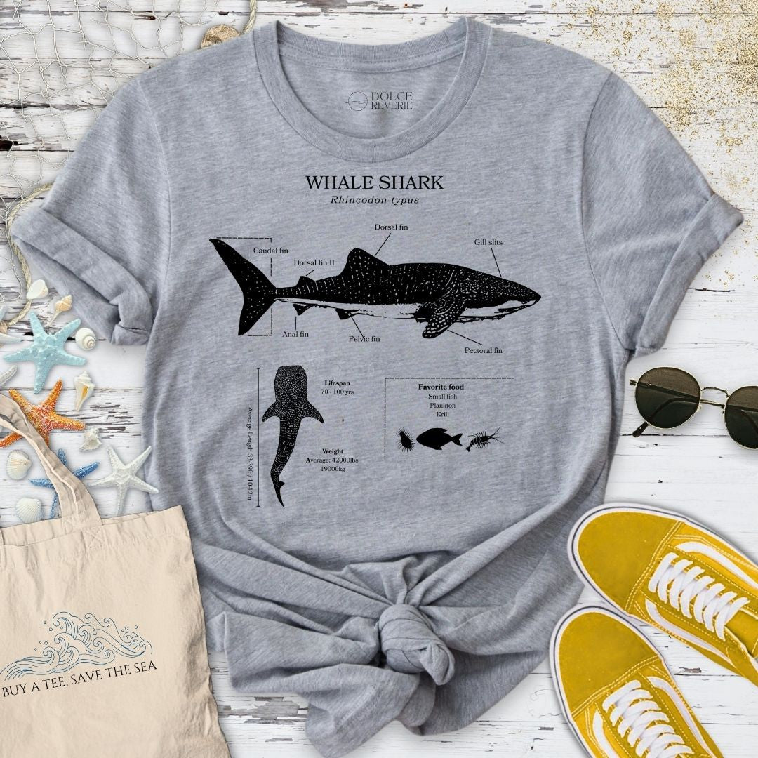 Whale Shark Anatomy T-Shirt - Ocean Graphic Tee - Gift for Ocean Lovers - Unisex