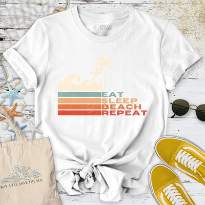 Eat Sleep Beach Repeat T-Shirt - Ocean Graphic Tee - Gift for Ocean Lovers - Unisex