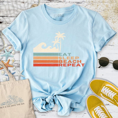 Eat Sleep Beach Repeat T-Shirt - Ocean Graphic Tee - Gift for Ocean Lovers - Unisex