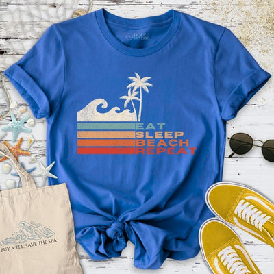 Eat Sleep Beach Repeat T-Shirt - Ocean Graphic Tee - Gift for Ocean Lovers - Unisex
