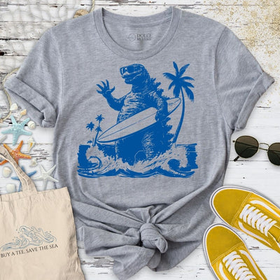 Godzilla Surfer T-Shirt - Ocean Graphic Tee - Gift for Ocean Lovers - Unisex