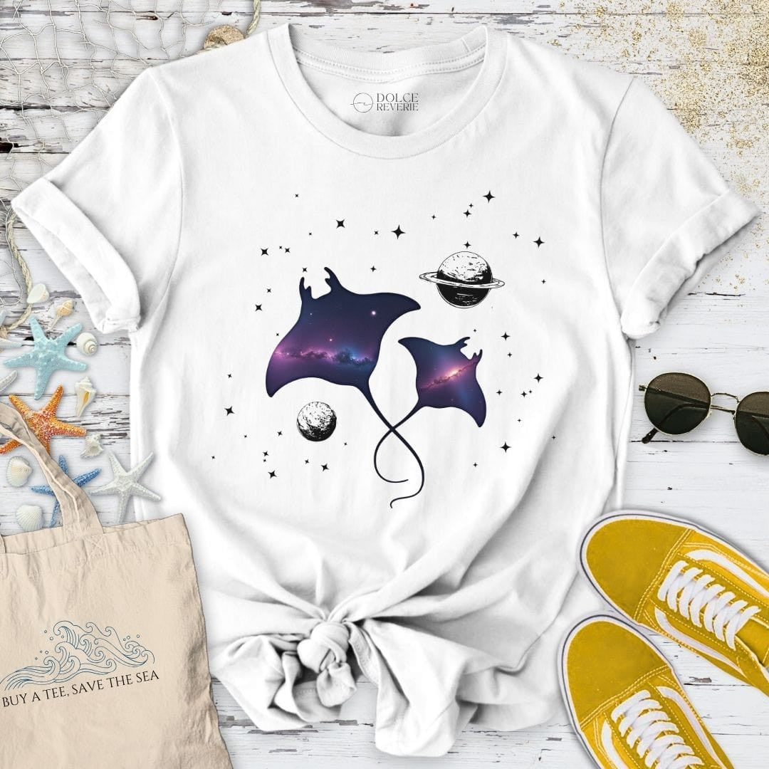 Cosmic Manta Rays T-Shirt - Ocean Graphic Tee - Gift for Ocean Lovers - Unisex