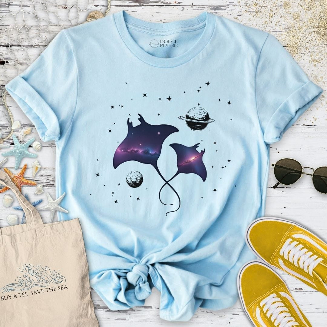 Cosmic Manta Rays T-Shirt - Ocean Graphic Tee - Gift for Ocean Lovers - Unisex