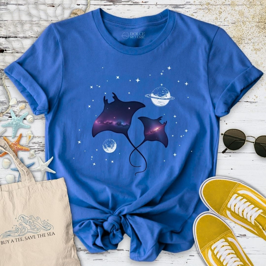 Cosmic Manta Rays T-Shirt - Ocean Graphic Tee - Gift for Ocean Lovers - Unisex