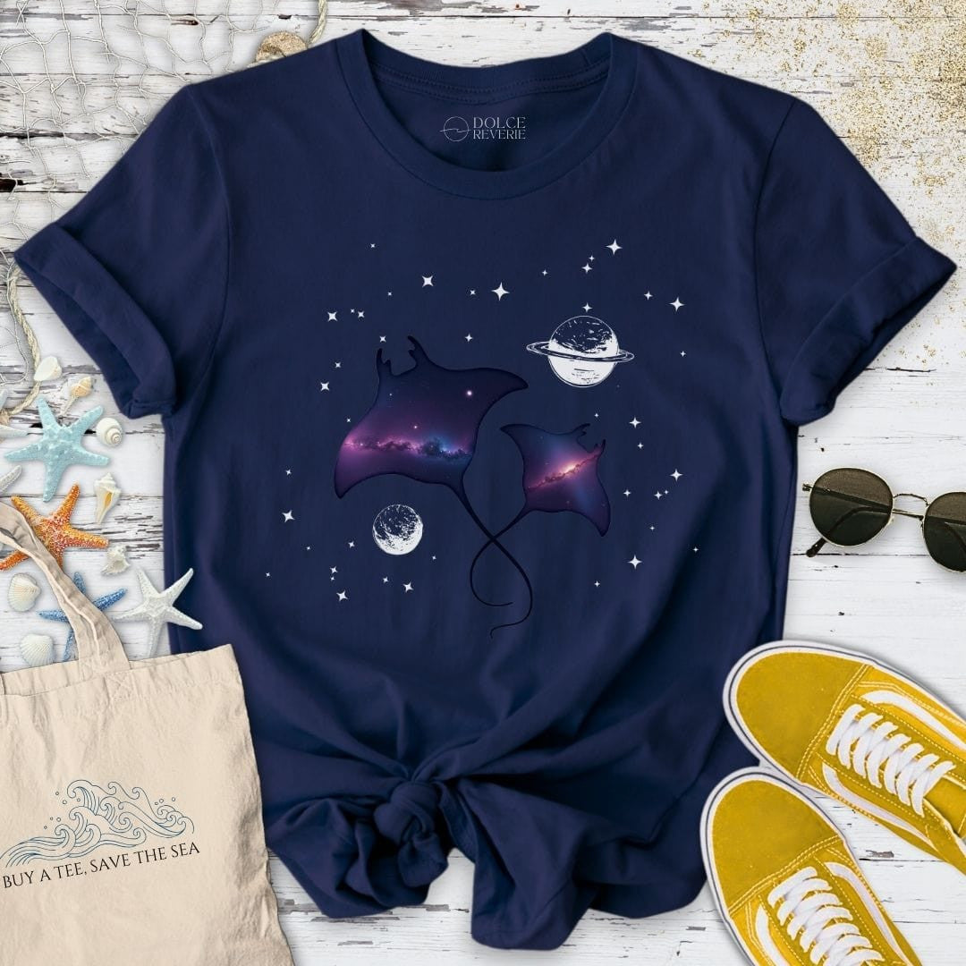 Cosmic Manta Rays T-Shirt - Ocean Graphic Tee - Gift for Ocean Lovers - Unisex