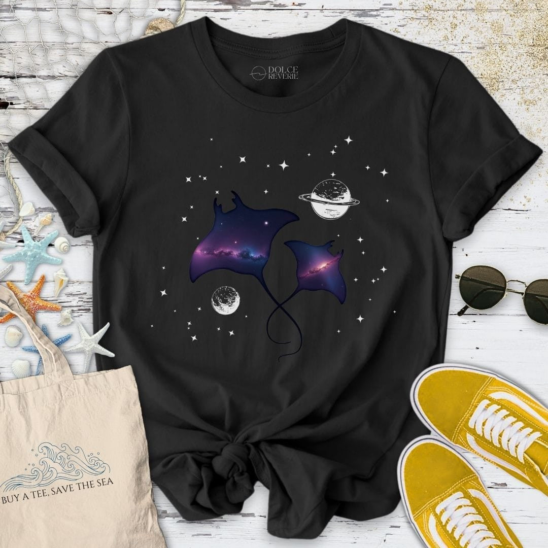 Cosmic Manta Rays T-Shirt - Ocean Graphic Tee - Gift for Ocean Lovers - Unisex
