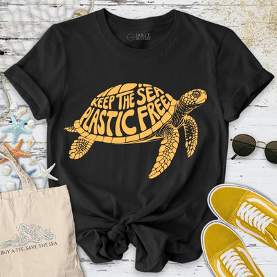 Plastic Free Turtle T-Shirt - Ocean Graphic Tee - Gift for Ocean Lovers - Unisex