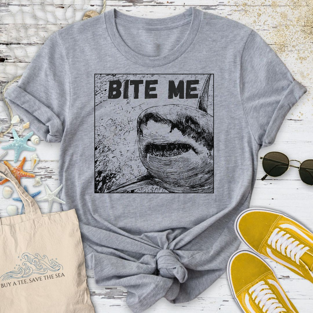 Bite Me Shark T-Shirt - Ocean Graphic Tee - Gift for Ocean Lovers - Unisex