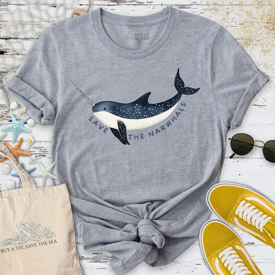 Save The Narwhals T-Shirt - Ocean Graphic Tee - Gift for Ocean Lovers - Unisex