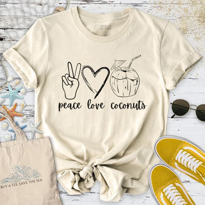 Peace Love Coconuts T-Shirt - Ocean Graphic Tee - Gift for Ocean Lovers - Unisex