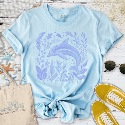 Dolphin & Plants T-Shirt - Ocean Graphic Tee - Gift for Ocean Lovers - Unisex