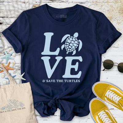 Love & Save The Turtles T-Shirt - Ocean Graphic Tee - Gift for Ocean Lovers - Unisex