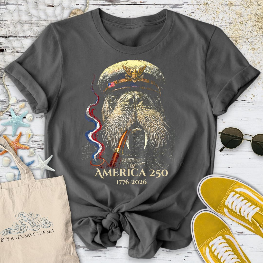 Captain Walrus USA T-Shirt - Ocean Graphic Tee - Gift for Ocean Lovers - Unisex