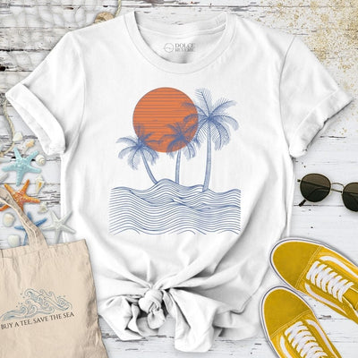 Seascape Line Art T-Shirt - Ocean Graphic Tee - Gift for Ocean Lovers - Unisex