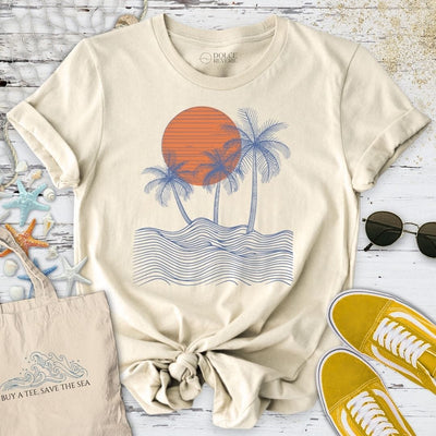 Seascape Line Art T-Shirt - Ocean Graphic Tee - Gift for Ocean Lovers - Unisex