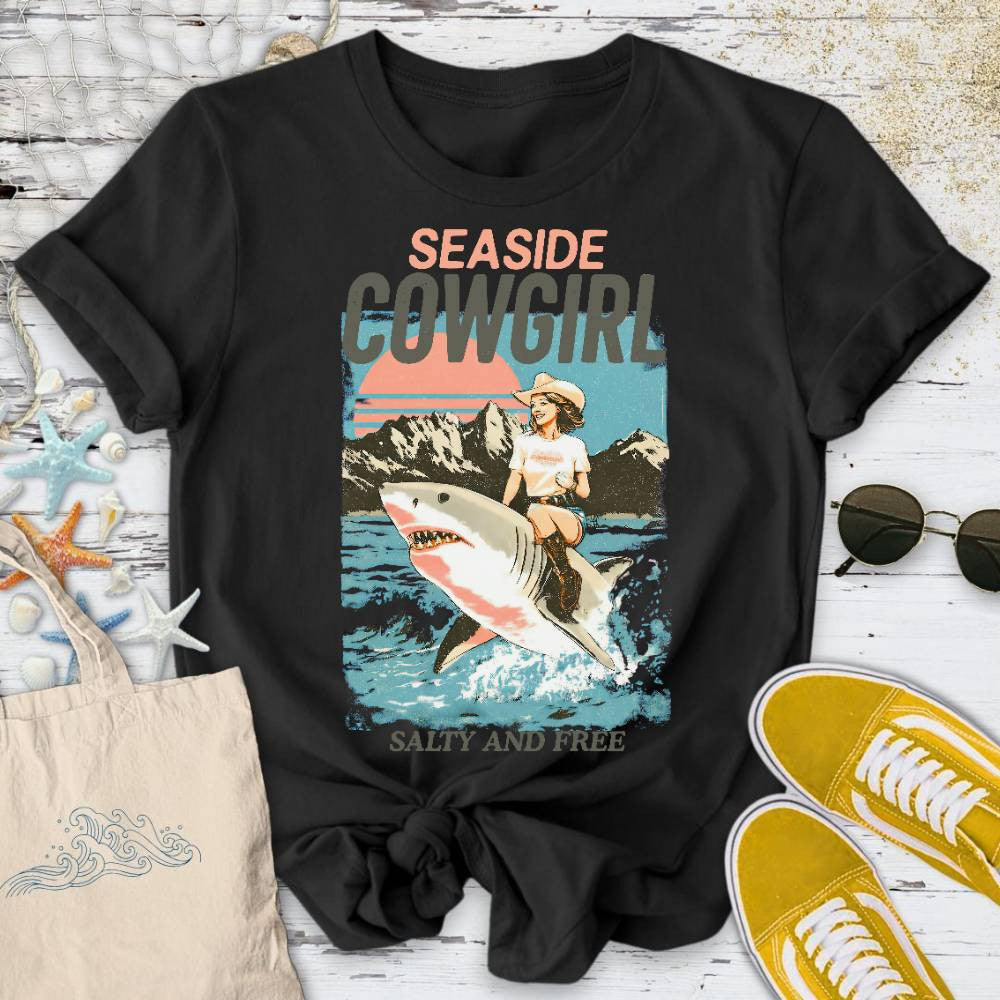 Seaside Cowgirl T-Shirt - Ocean Graphic Tee - Gift for Ocean Lovers - Unisex