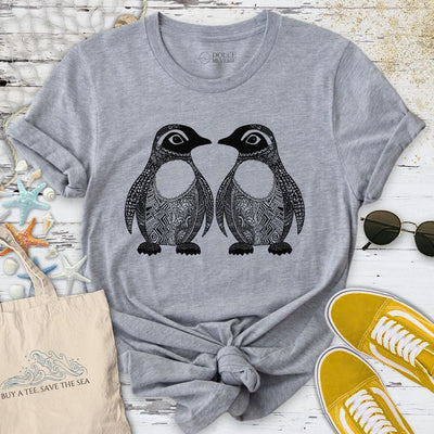 Penguins Zentangle T-Shirt - Ocean Graphic Tee - Gift for Ocean Lovers - Unisex