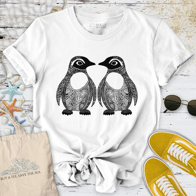 Penguins Zentangle T-Shirt - Ocean Graphic Tee - Gift for Ocean Lovers - Unisex