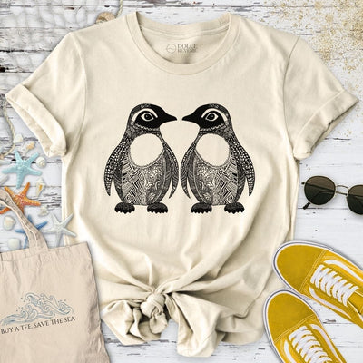 Penguins Zentangle T-Shirt - Ocean Graphic Tee - Gift for Ocean Lovers - Unisex