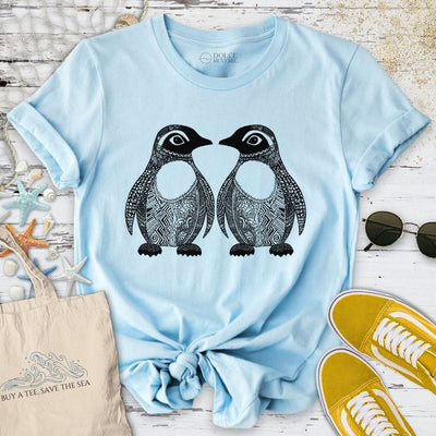 Penguins Zentangle T-Shirt - Ocean Graphic Tee - Gift for Ocean Lovers - Unisex