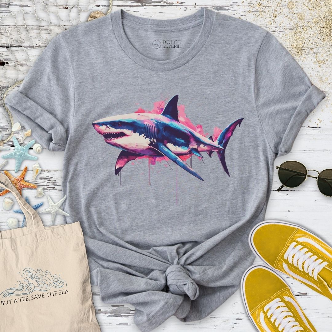 Neon Shark T-Shirt - Ocean Graphic Tee - Gift for Ocean Lovers - Unisex