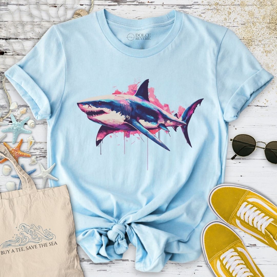 Neon Shark T-Shirt - Ocean Graphic Tee - Gift for Ocean Lovers - Unisex