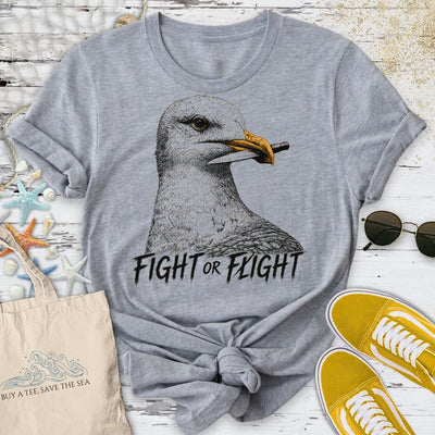 Fight Or Fight Seagull T-Shirt - Ocean Graphic Tee - Gift for Ocean Lovers - Unisex