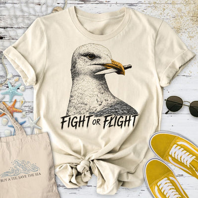 Fight Or Fight Seagull T-Shirt - Ocean Graphic Tee - Gift for Ocean Lovers - Unisex