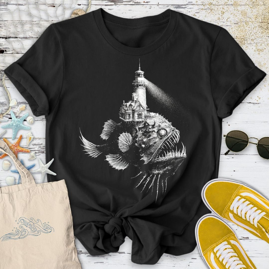 Lighthouse Anglerfish T-Shirt - Ocean Graphic Tee - Gift for Ocean Lovers - Unisex
