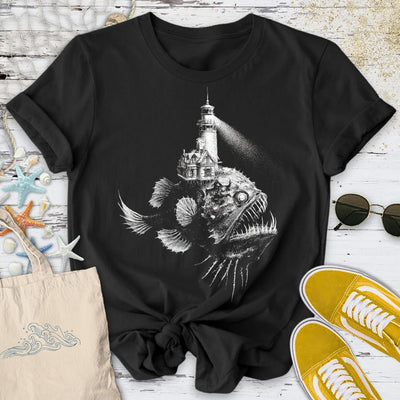 Lighthouse Anglerfish T-Shirt - Ocean Graphic Tee - Gift for Ocean Lovers - Unisex