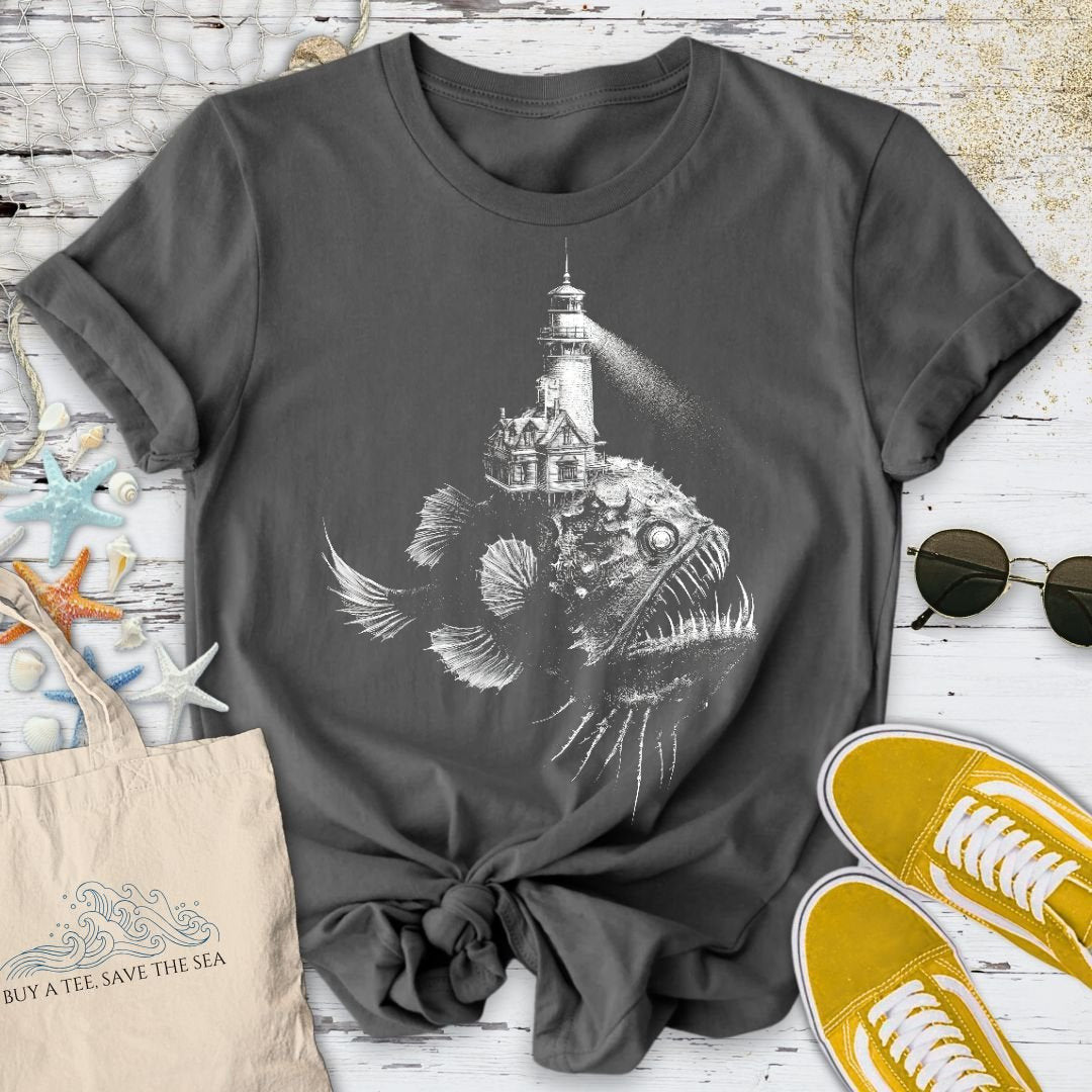 Lighthouse Anglerfish T-Shirt - Ocean Graphic Tee - Gift for Ocean Lovers - Unisex
