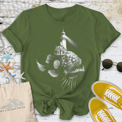 Lighthouse Anglerfish T-Shirt - Ocean Graphic Tee - Gift for Ocean Lovers - Unisex