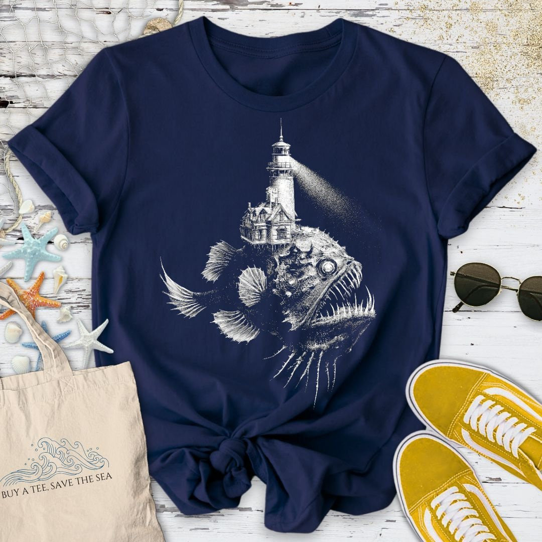 Lighthouse Anglerfish T-Shirt - Ocean Graphic Tee - Gift for Ocean Lovers - Unisex