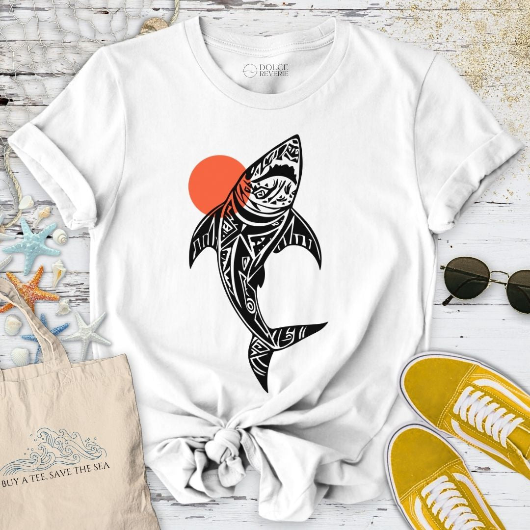 Tribal Shark T-Shirt - Ocean Graphic Tee - Gift for Ocean Lovers - Unisex
