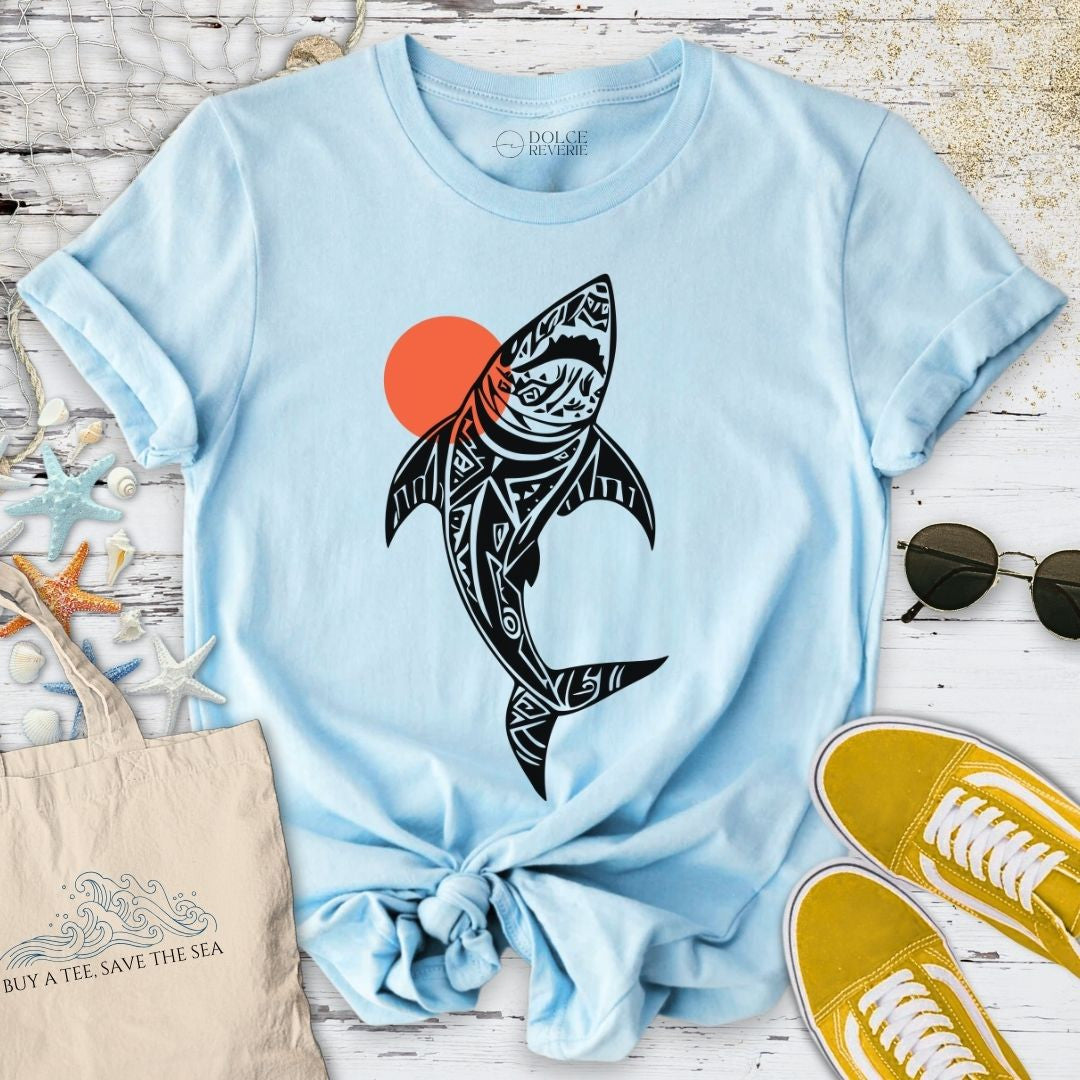 Tribal Shark T-Shirt - Ocean Graphic Tee - Gift for Ocean Lovers - Unisex