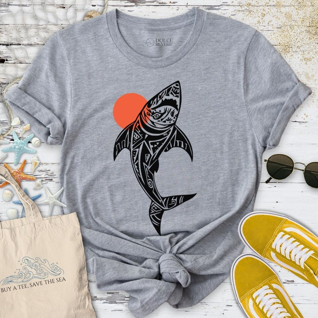 Tribal Shark T-Shirt - Ocean Graphic Tee - Gift for Ocean Lovers - Unisex