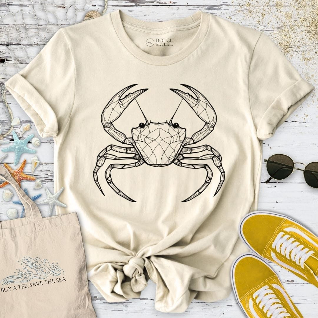 Crab Line Art T-Shirt - Ocean Graphic Tee - Gift for Ocean Lovers - Unisex