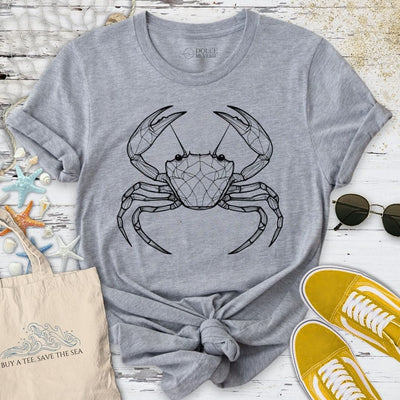 Crab Line Art T-Shirt - Ocean Graphic Tee - Gift for Ocean Lovers - Unisex