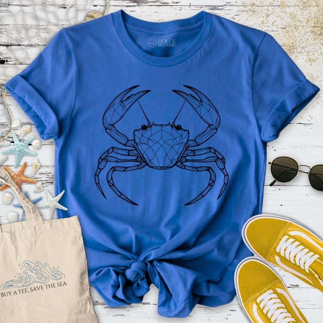 Crab Line Art T-Shirt - Ocean Graphic Tee - Gift for Ocean Lovers - Unisex