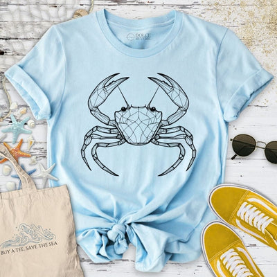 Crab Line Art T-Shirt - Ocean Graphic Tee - Gift for Ocean Lovers - Unisex