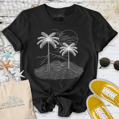 Tropical Line Art II T-Shirt - Ocean Graphic Tee - Gift for Ocean Lovers - Unisex