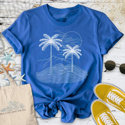 Tropical Line Art II T-Shirt - Ocean Graphic Tee - Gift for Ocean Lovers - Unisex