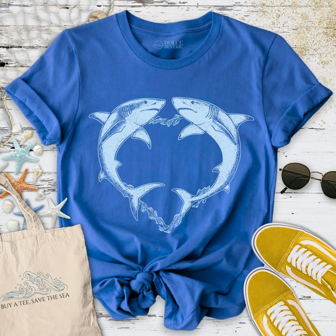 Shark Love T-Shirt - Ocean Graphic Tee - Gift for Ocean Lovers - Unisex