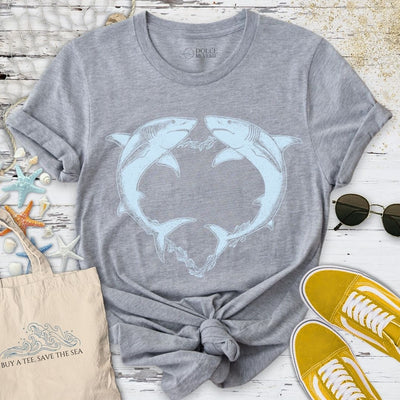 Shark Love T-Shirt - Ocean Graphic Tee - Gift for Ocean Lovers - Unisex