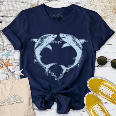 Shark Love T-Shirt - Ocean Graphic Tee - Gift for Ocean Lovers - Unisex