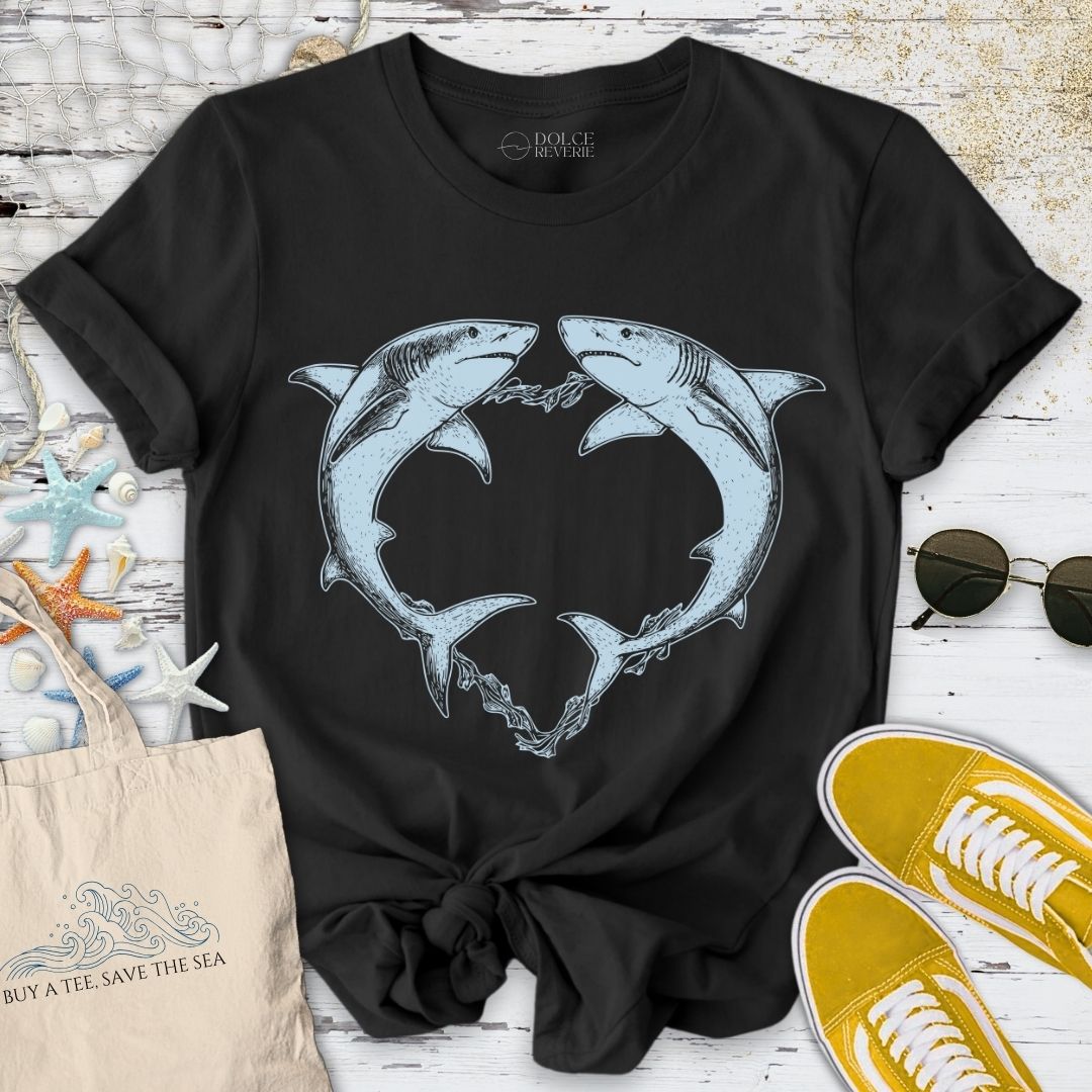 Shark Love T-Shirt - Ocean Graphic Tee - Gift for Ocean Lovers - Unisex
