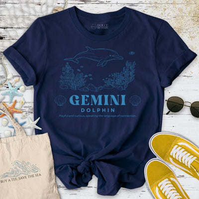 Gemini Dolphin T-Shirt - Ocean Graphic Tee - Gift for Ocean Lovers - Unisex