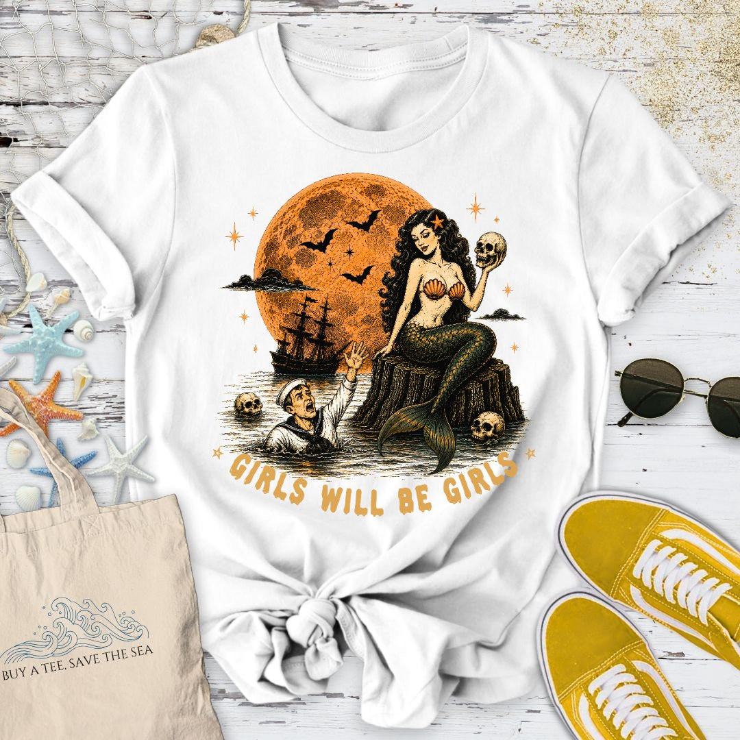 Girls Will Be Girls T-Shirt - Ocean Graphic Tee - Gift for Ocean Lovers
