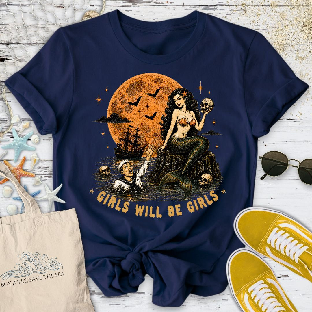Girls Will Be Girls T-Shirt - Ocean Graphic Tee - Gift for Ocean Lovers